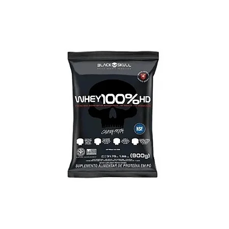 Whey 100% HD Refil 900g Morango – Combo com 24 Unidades – Black Skull
