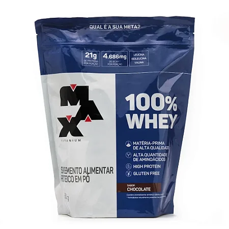 100% Whey Refil 900g Chocolate – Combo com 10 Unidades – Max Titanium
