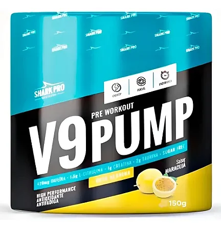 V9 Pump Pré-Treino 150g Maracujá Combo com 6 Unidades – Shark Pro