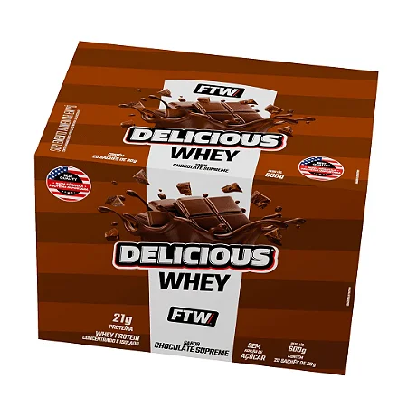 Delicious Whey Sachê 30g Display com 20 unidades Chocolate Supreme FTW