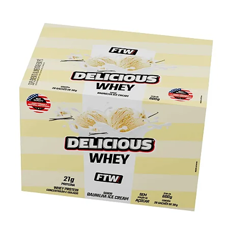 Delicious Whey Sachê 30g Display com 20 unidades Baunilha Ice Cream FTW