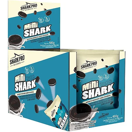 Biscoito Mini Shark Baunilha 60g Display com 8 Unidades – Shark Pro