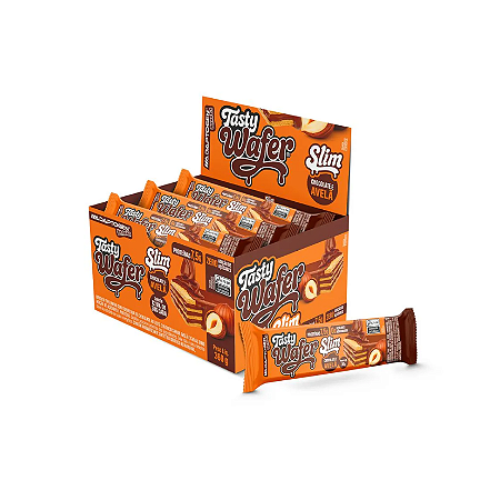 TASTY WAFER SLIM 30G CHOCOLATE COM AVELÃ DISPLAY COM 12UN ADAPTOGEN