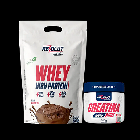 COMBO - 6 Whey Refil High 900G Absolut Chocolate + 6 Creatina 300g Absolut