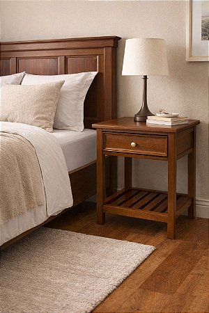 Mesa De Cabeceira Madeira Maciça 1 Gaveta