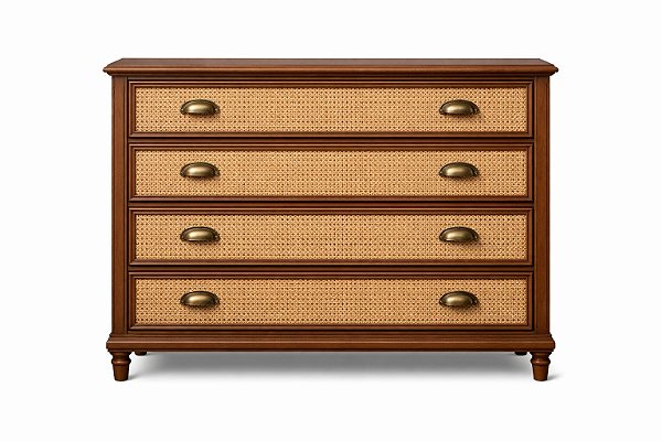 Cômoda Clássica Imbuia com Palha Indiana 1,20 m