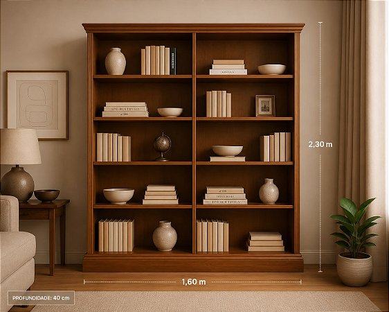 Estante Livreira Madeira Maciça 1,60x2,30