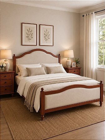 Cama Estofada em Madeira Maciça Modena