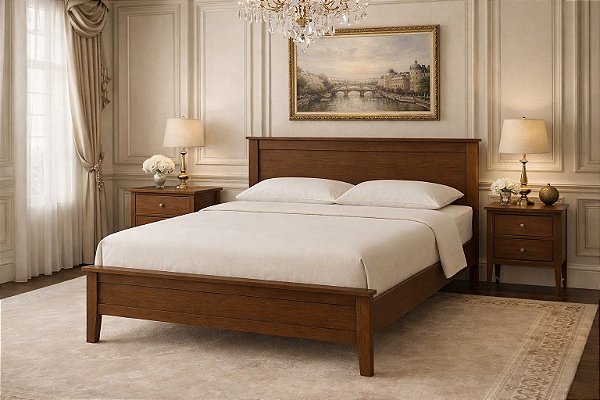 Cama Vivaz com 2 Mesas de Cabeceira em Madeira