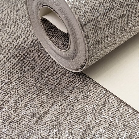 Papel De Parede Magnific Linho Mesclado Cinza Texturizado Vinílico Rolo 9,50mx53cm