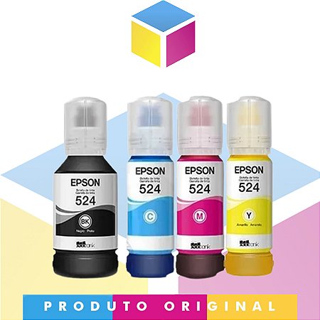 Kit Tinta Epson 524 original Ciano + Tinta Epson 524 original Magenta - THS  DISTRIBUIDORA