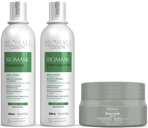 Kit Ultra Hidratante Biomask Máscara 300g Prohall