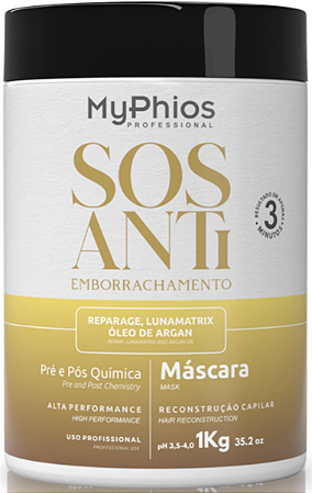 SOS Antiemborrachamento - Máscara Reconstrução Capilar 1 kg MyPhios