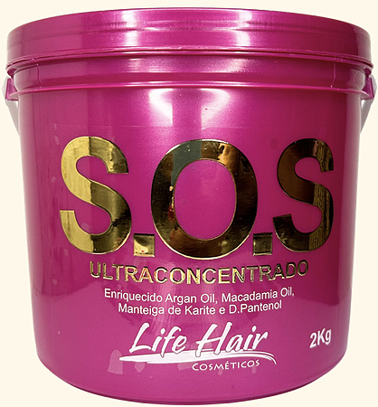 Máscara S.O.S Ultraconcentrada Life Hair 2kg Hidratação Intensa com Óleo de Argan, Macadâmia e Manteiga de Karité
