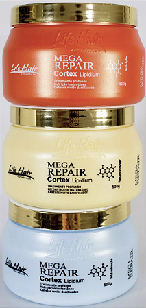 Cronograma Mega Repair Life Hair 3x500g ( Nutrição + Reconstrução + Hidratação )