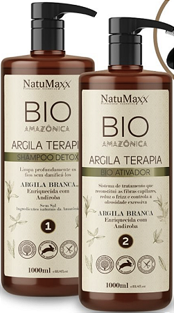 Kit Bio Amazônica 1L - Shampoo Detox + Gloss Ativador Natumaxx