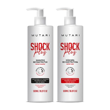 Kit Reconstrução Shampoo E Máscara Mutari - Shock Plus 500ml Mutari
