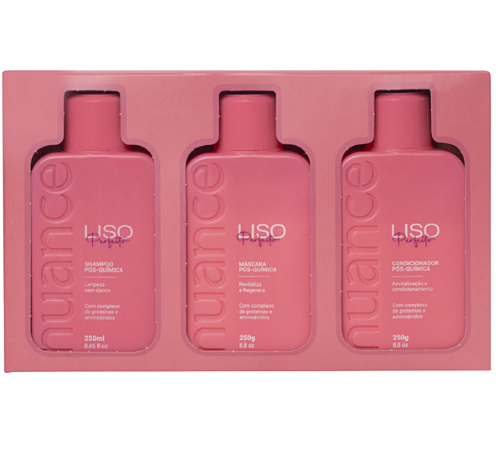 Box Liso Perfeito Pós Química Hair Care 250ml - Kit 3 peças