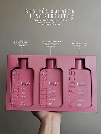 Box Liso Perfeito Pós Química Hair Care 250ml - Kit 3 peças