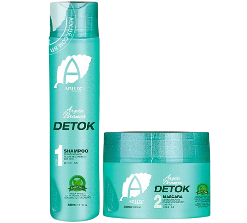 Kit Detok Adlux Argila Branca Shampoo + Máscara
