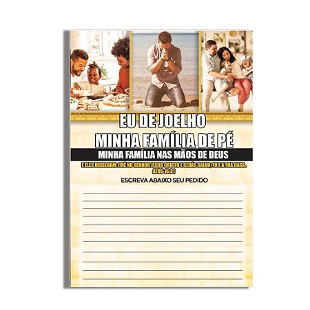 Folheto Eu de joelho Minha Familia de Pé 10×14 Cm – 500 Unidades