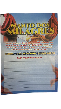Folheto Manto dos Milagres Pedido de Oração