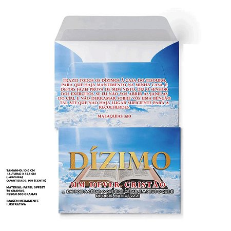Envelope Colado Dizimo um dever Cristão -100uni