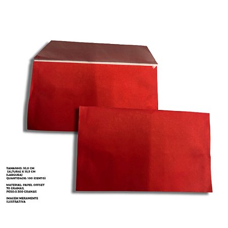 envelope colado vermelho – 100 unids