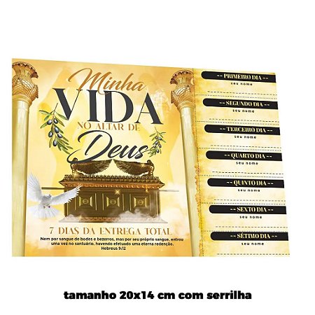 Cartela Minha vida no Altar 7 dias picotada 100 unidades