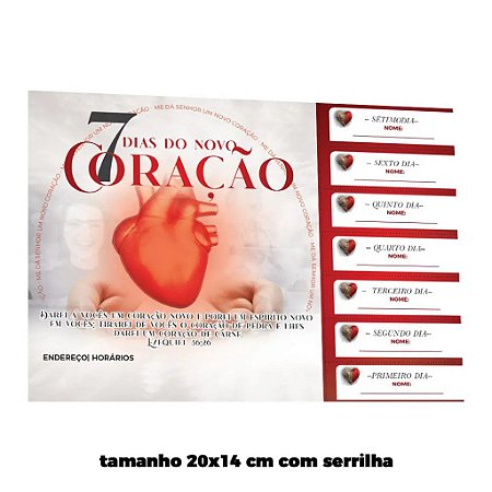 Cartela 7 DIAS do Novo Coração (100 unidades)