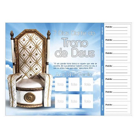 Cartela 7 dias diante do Trono de Deus (100 unidades)