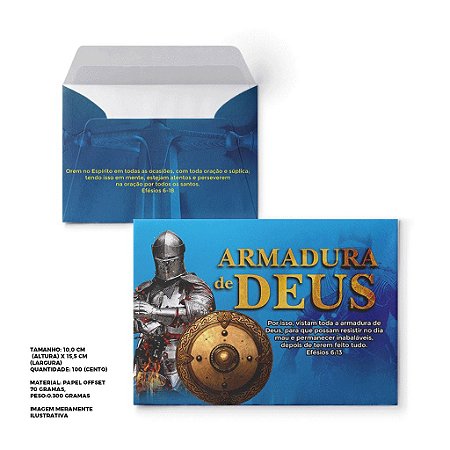 Envelope Colado Armadura de Deus – 100 unids