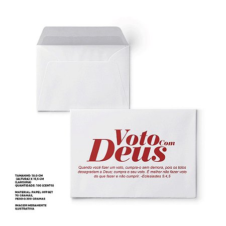 Envelope Colado Voto com Deus Neutro – 100 unids