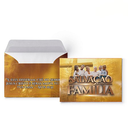 Envelope Salvação da Família Oferta Colado -  100uni