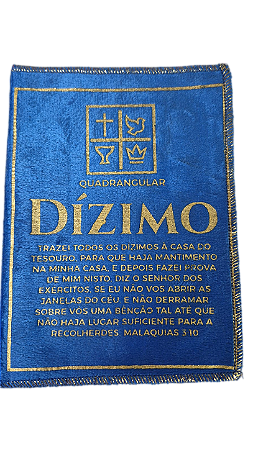 Saquitel Dizimo Igreja Quadrangular veludo grande AZUL