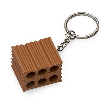 Chaveiro Tijolo Marron Miniatura Bloco