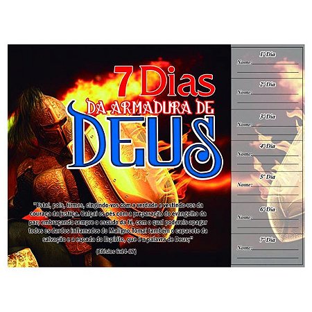Cartela 7 dias da Armadura de Deus – 100 unid