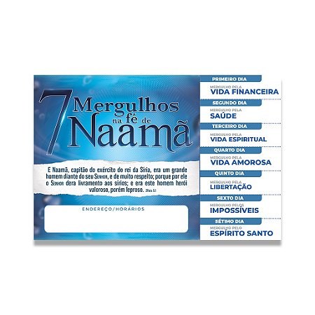 Cartela 7 Mergulho de naamã – 100 unid
