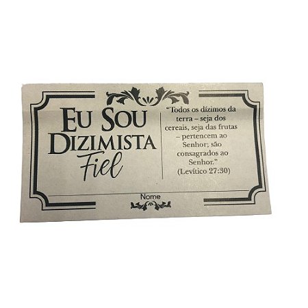 Cartão Dizimistas Fiel – 100 unids
