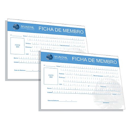 Ficha De Membro Da IMPD 20x14cm – 100 unidades
