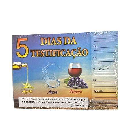 Cartela 5 dias da Testificação - 100 unid