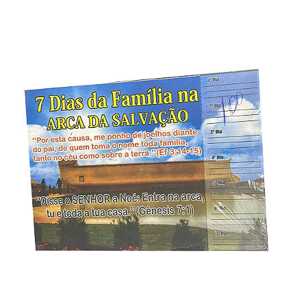 Cartela 7 Dias da Família na Arca da Salvação - 100 unid