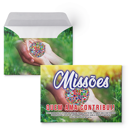 Envelope Colado Missões Quem Ama Cuida - 100unidades