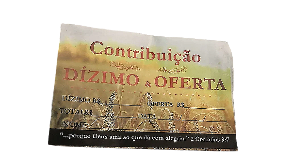 Envelope Colado Contribuição Dízimo E Oferta (100 Unidades)