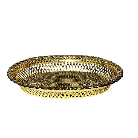 Bandeja Oval Dourada 20x27 cm acrílico