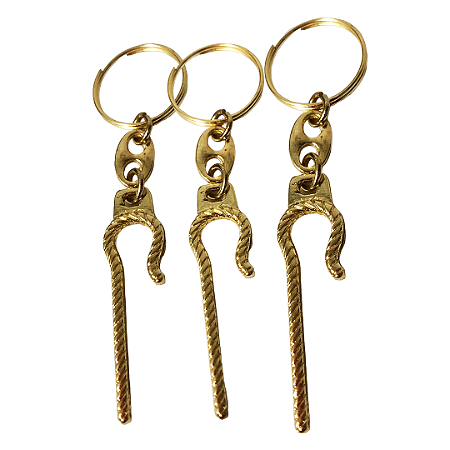 chaveiro cajado dourado metal - 25 unidades