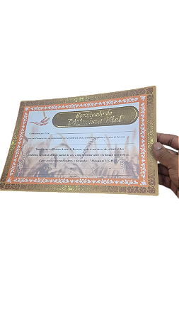 certificado Diploma Dizimista auto relevo dourado