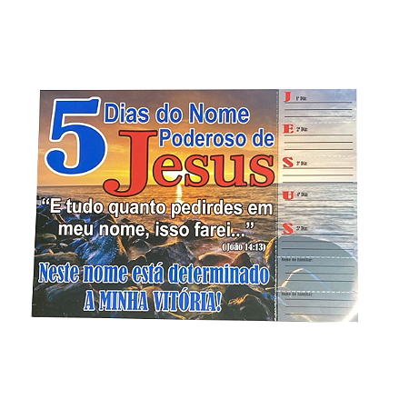 Cartela 5 Dias do Nome Poderoso de Jesus