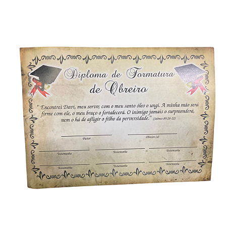 Diploma de Formatura de Obreiro  a4 - 10 unidades