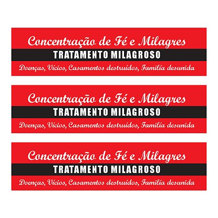 Adesivo Concentração de Fé e Milagres 20X5 CM - 100 unidades